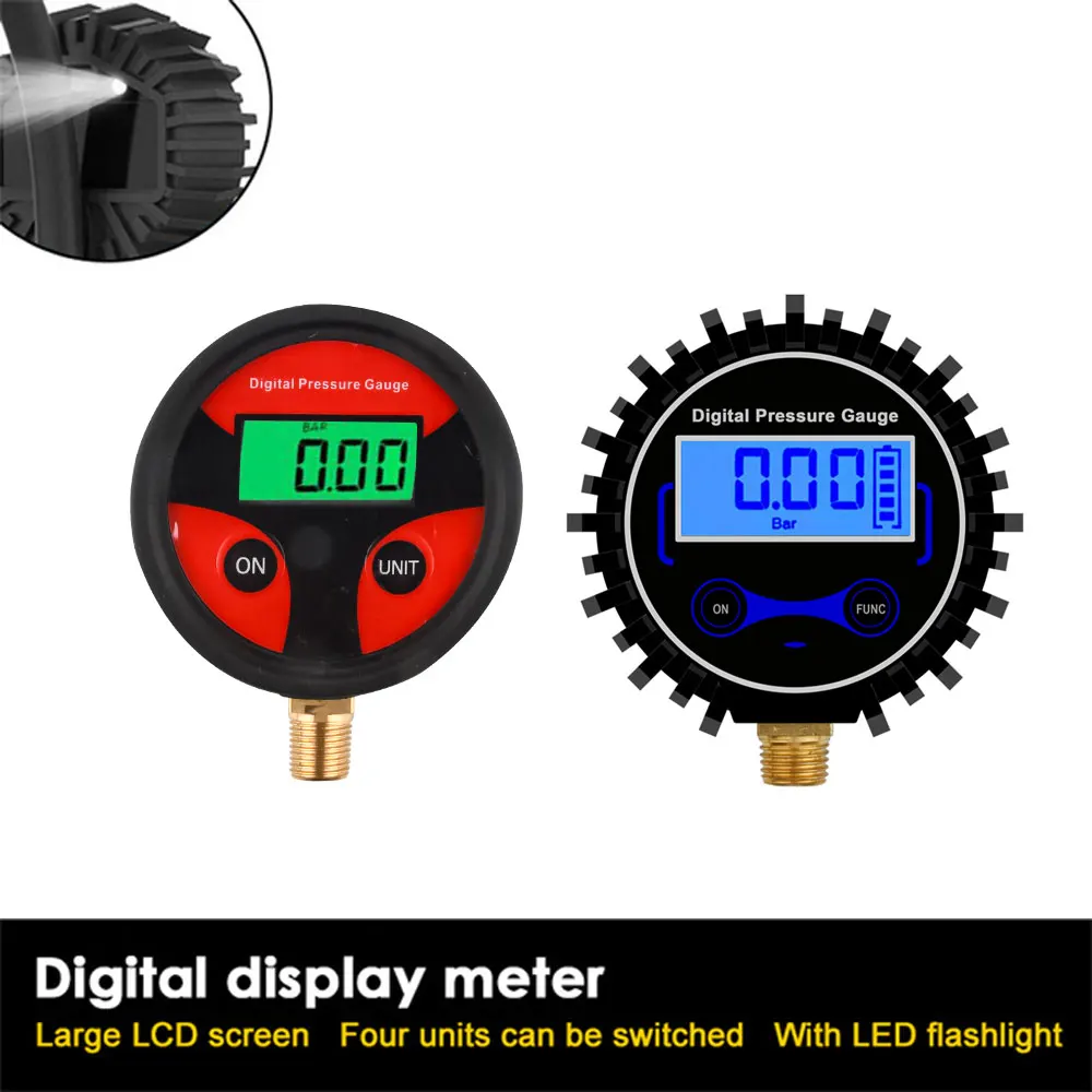 High Accuracy 0-200PSI Digital Tyre Tire Air Pressure Gauge LCD Manometer Pressure Gauge With LED Light For Car Truck Motorcycl