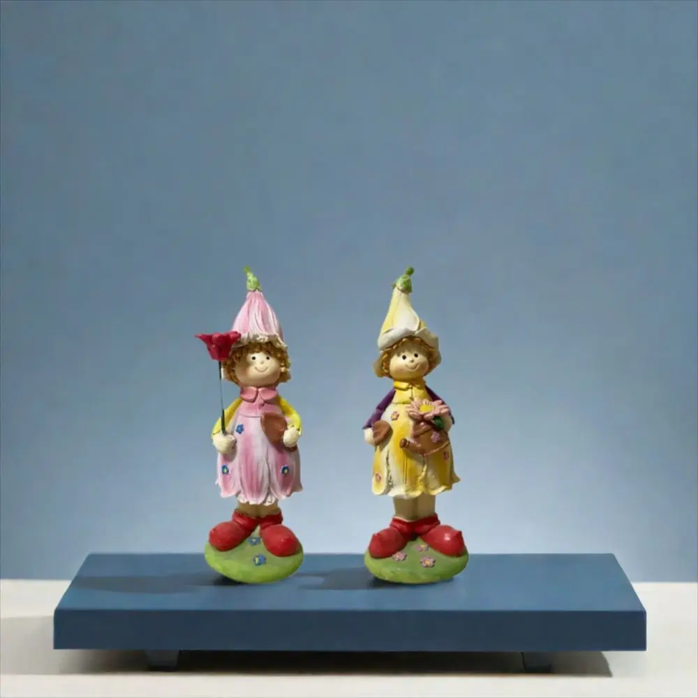 

2pcs Micro Landscape Resin Garden Couple Sculpture Cartoon Cute Boy and Girl Statue Waterproof Miniatures Figurine Flowerpot