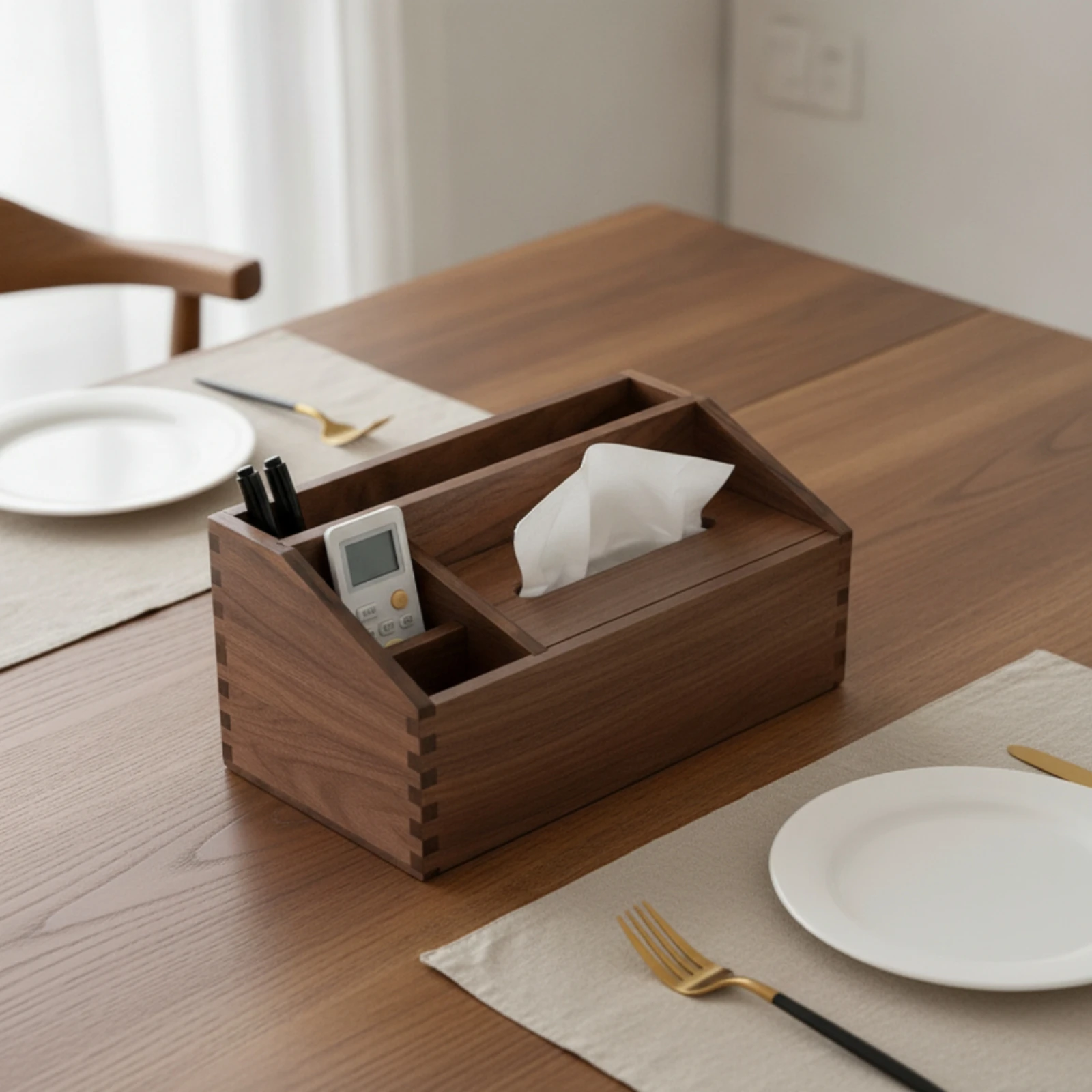 wooden-tissue-box-with-compartments-multifunctional-desk-organizer-with-tissue-box-cover-handheld-device-control-holder