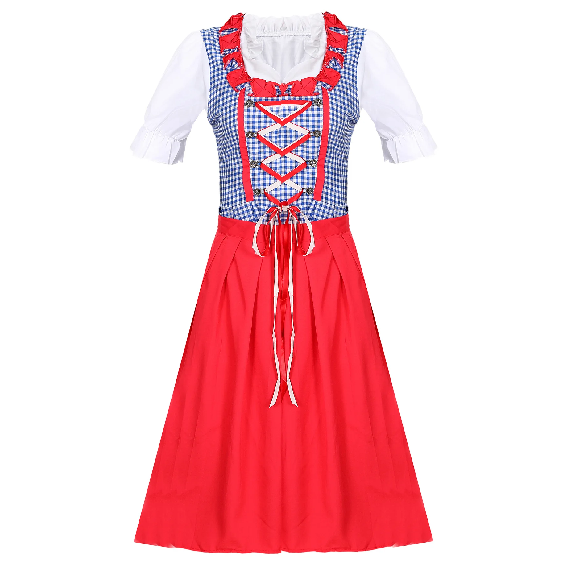 

Flower Pattern Oktoberfest Dress Traditional Beer Maid Costume Women's Germany Bavarian Dirndl Fancy Dresses Sexy Lolita