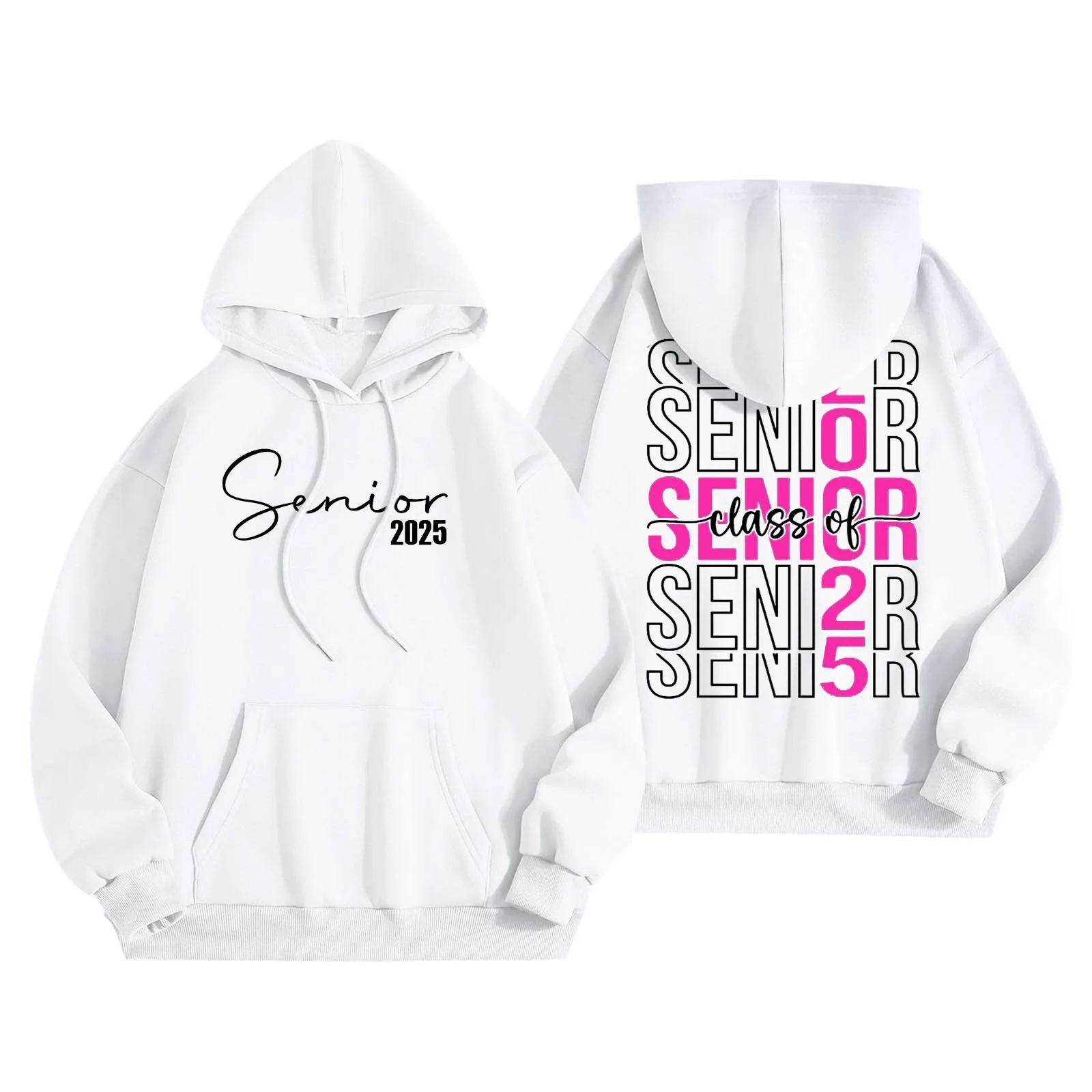 Casual Simple Outdoor Hooded Sweatshirt American Classic Solid Y2k Hoodies Ladies Senior Mom Class Of 2025 Graduation Sweatshirt