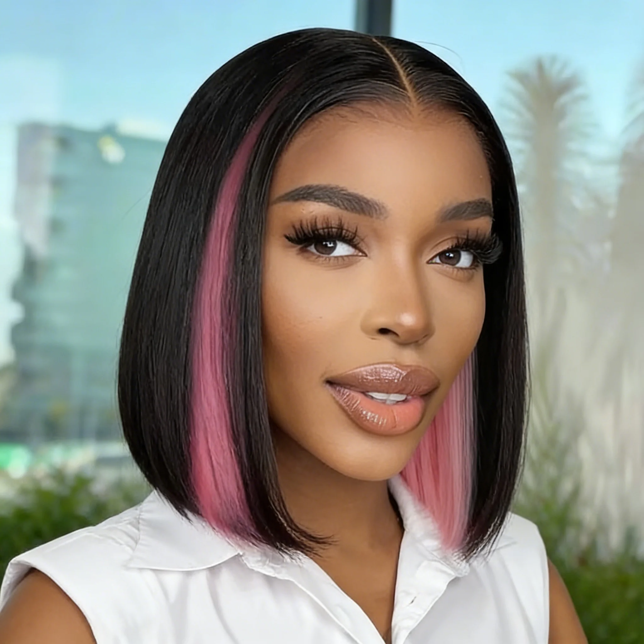 باروكات بوب صناعية مقاس 14 بوصة، باروكة بوب قصيرة مستقيمة للنساء