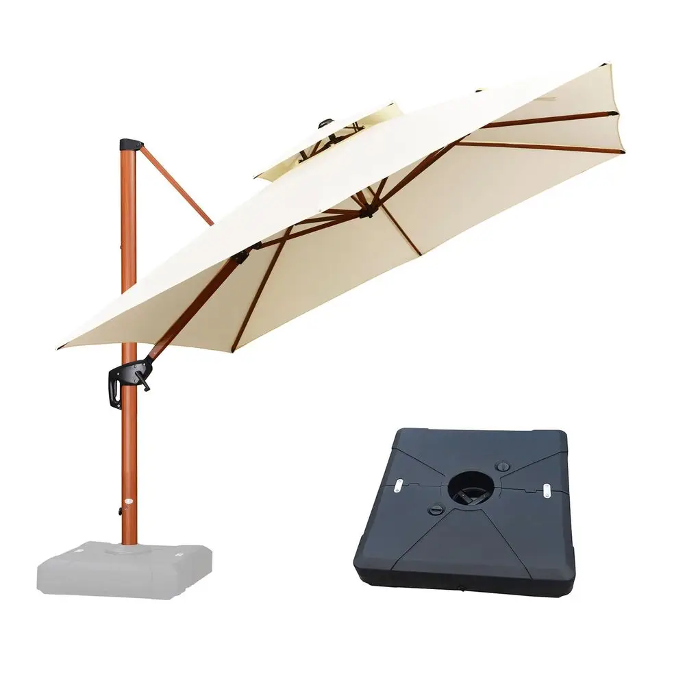 

10ft Patio Umbrella with Base Outdoor Square Umbrellas Large Cantilever Umbrella Windproof Offset Heavy Duty Sun Umbrellas for