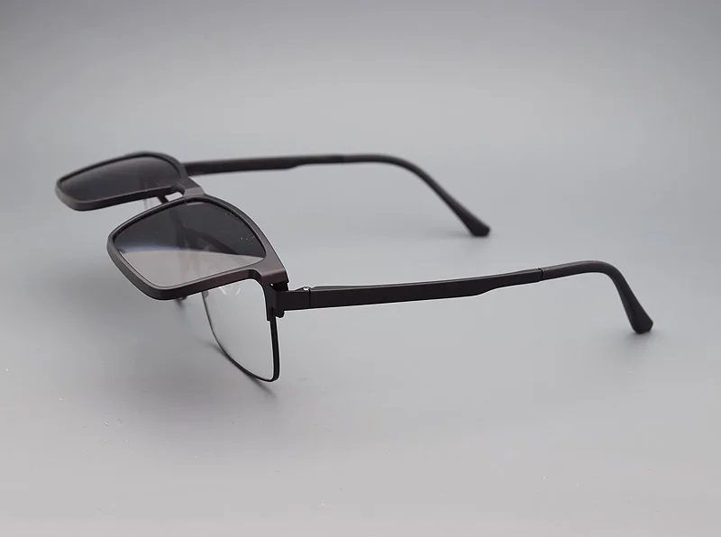 Vollformat Herren brille Nachtsicht brille Magnet Klapp clip auf Sonnenbrille Myopie Strahlung polarisierter UV-Schutz 57 Mehrfarbiger Clip, ultraleichte und bequeme, UV-beständige Sonnenbrille, quadratische Brille für – Detail 10