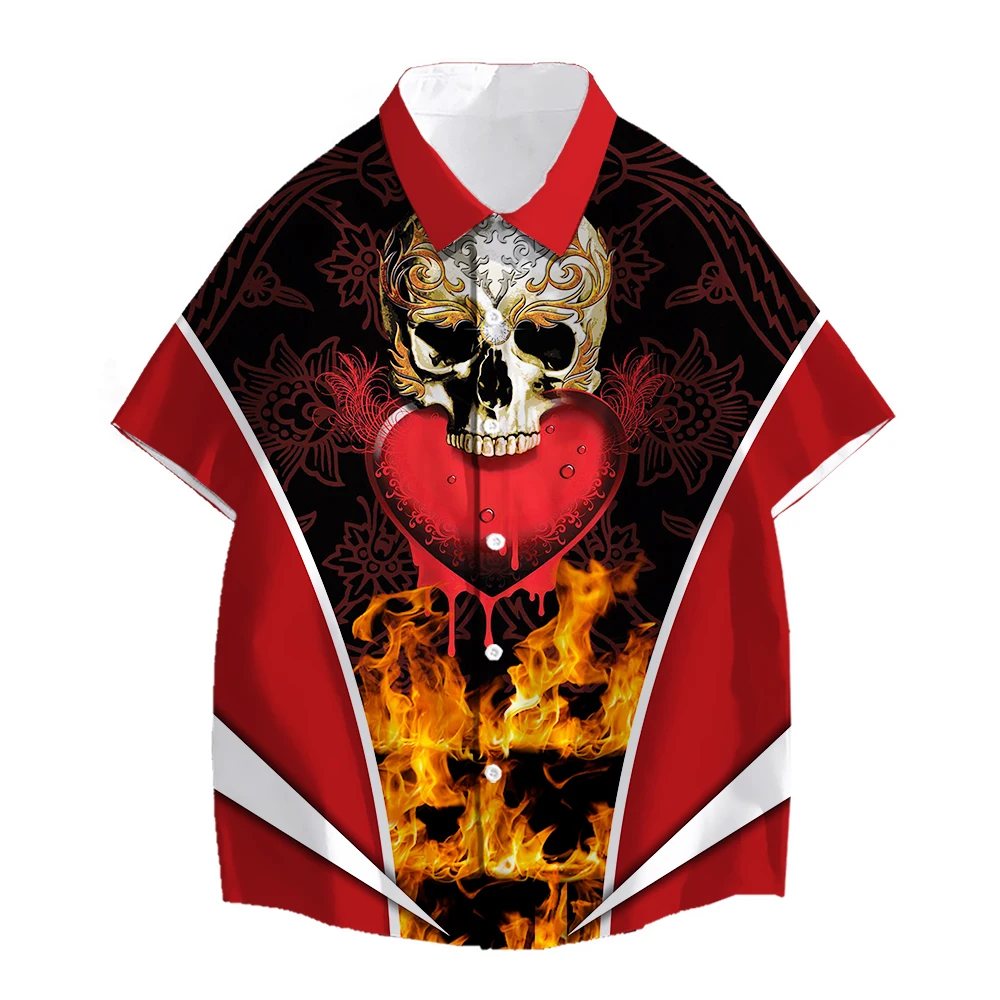 SONSPEE Hell Demon Monster Skull 3D Print Shirt 2022 Fashion Street Personality Unisex Hawaiian Shirt Casual Sports Short Sleeve