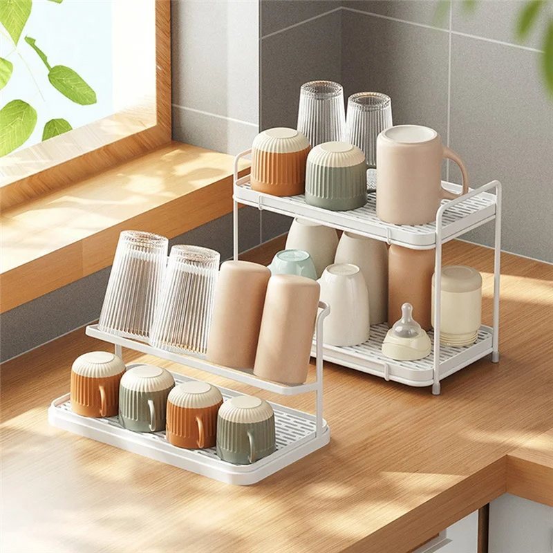 

AB15-Coffee Cup Stand Food Grade Metal Cup Rack Stand Multifunctional Storage Rack Rustproof Coffee Cup Drain Holder