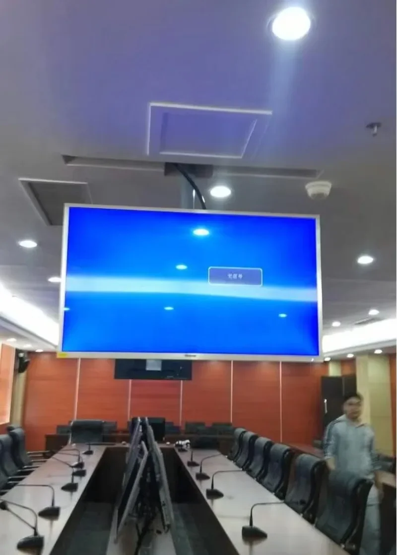 Conference room remote control vertical drop down ceiling TV