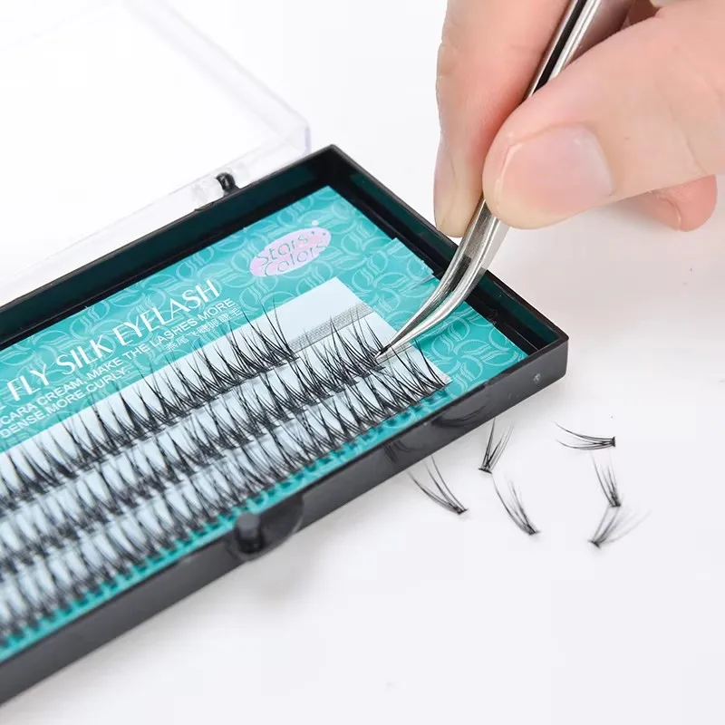 رموش فردية من المنك الصناعي مسبقة الصنع ، رموش اصطناعية ، شكل V ، مجموعة ذيل السمكة 10D ، كثيفة بشكل طبيعي ، أهداب ، #4