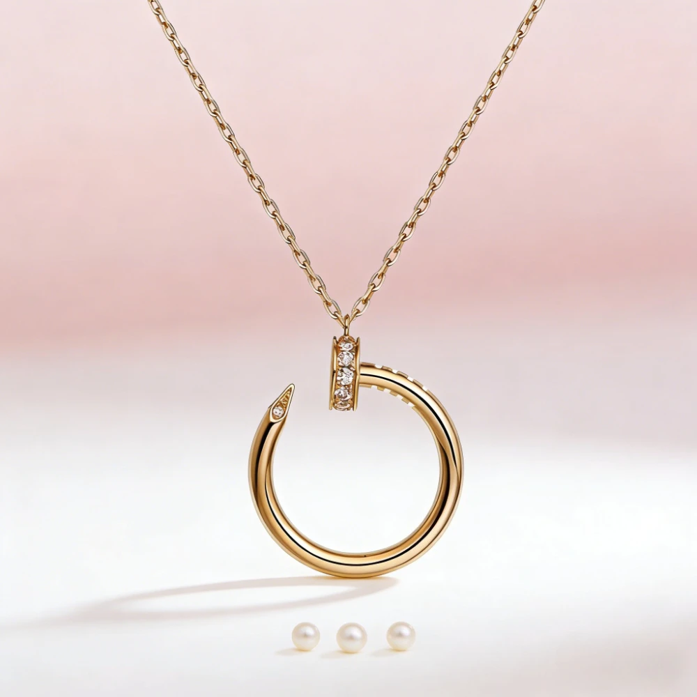 

Trendy 2026 Elegant Nail Pendant Choker Necklace with Sparkling Zircon for Women Fashionable Clavicle Jewelry Gift