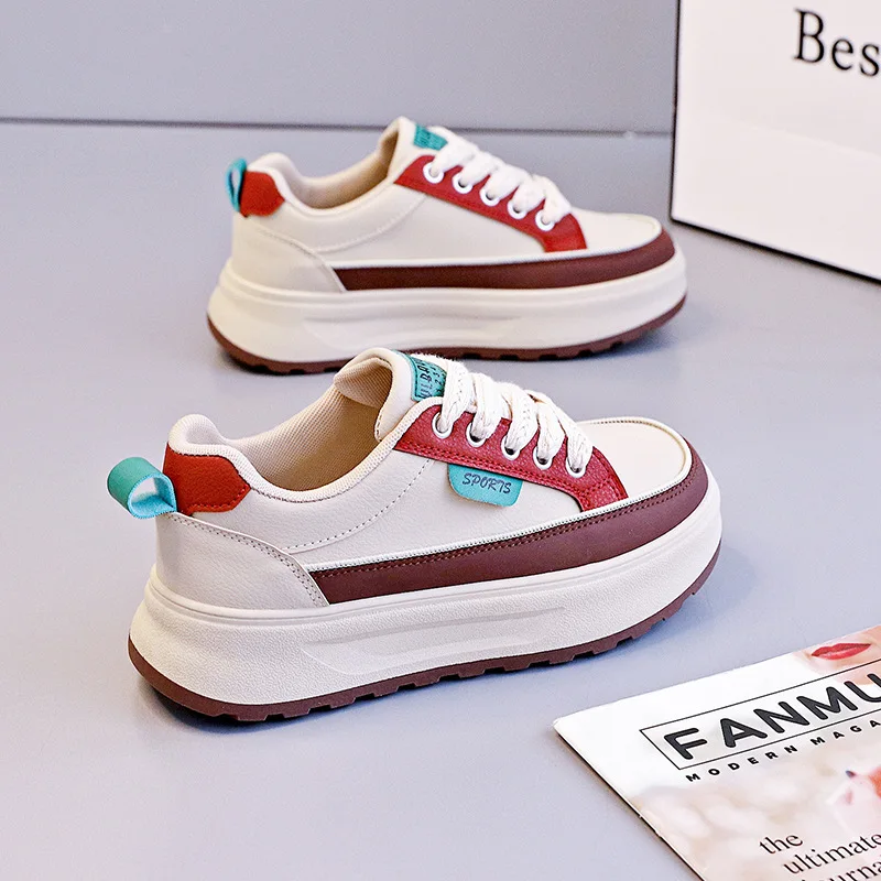 Casual Summer Women's Shoes 2026 New Style Internal Heel Increase Thick Base Versatile Breathable Flat Shoes Polyurethane Materi