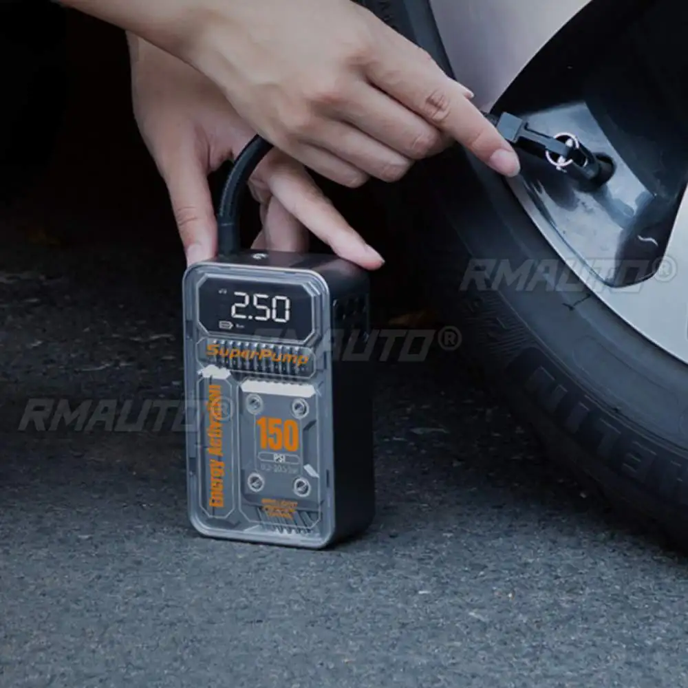 4000mah Car Air Inflator Cordless Inflatable Tyre Pump 3-150PSI Digital Display Air Compressor for Car Motorcycles Bicycle