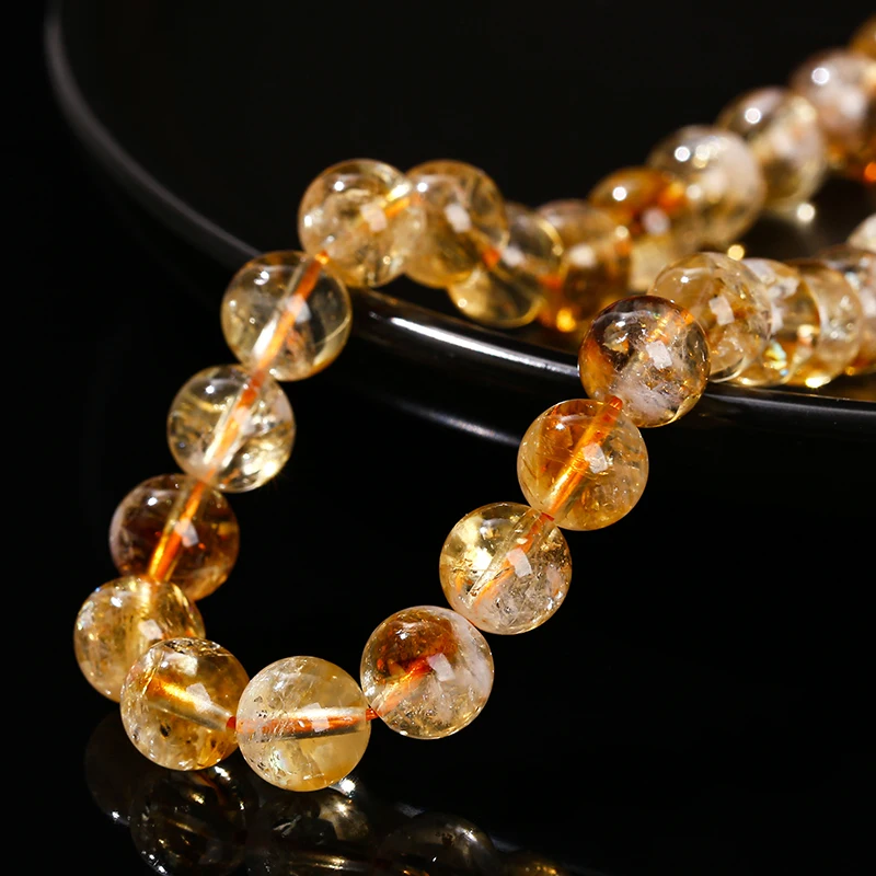 2A Natural Citrine Beads Round Yellow Crystal Loose spacer Beads For Jewelry Making Diy Necklace Bracelet Accessory Wholesale