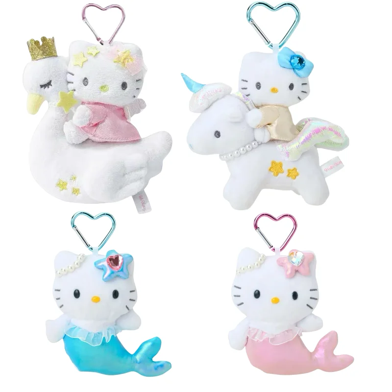 

Sanrio Hello Kitty Princess Series Лебедь Плюшевая игрушка Брелок Единорог Сумка Очарование Сверкающая Русалка Милый кулон Мягкая кукла Подарки