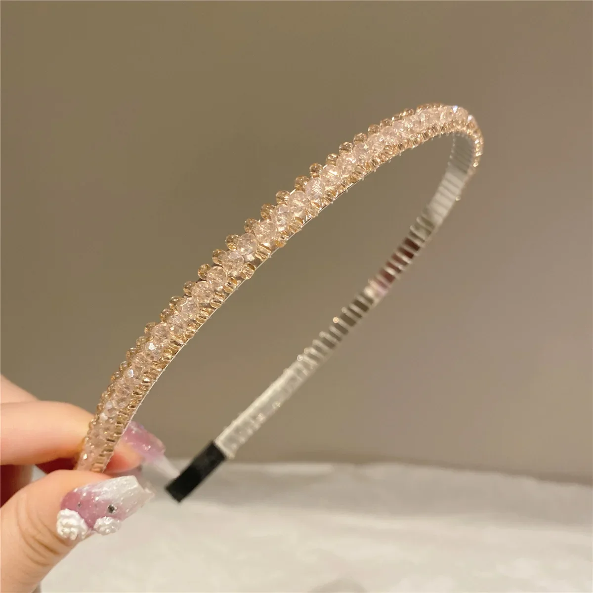 New high-end women's crystal headband elegant and fashionable girl rhinestone hair accessories spring and summer outing headband