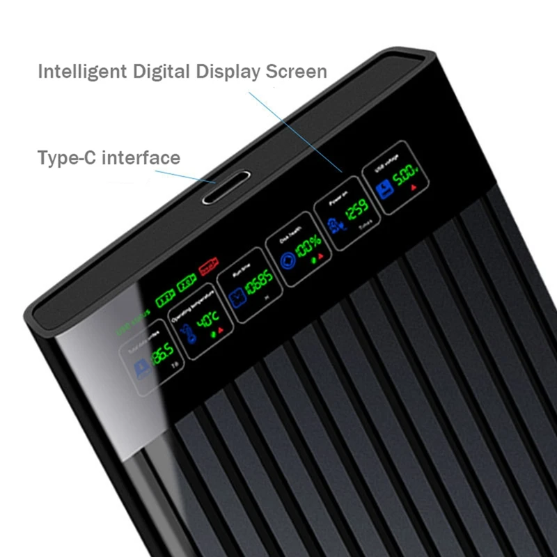 New-Type-C Portable Hard Drive Chassis Intelligent Digital Display 2.5 Inch Laptop External SATA Serial Port U25T