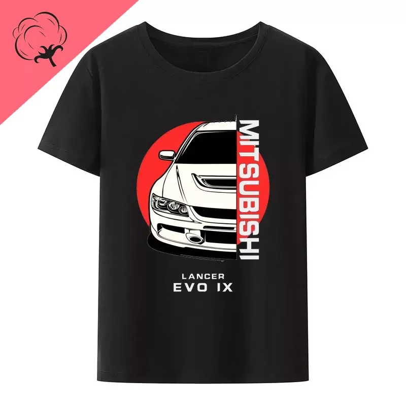 Initial D MITSUBISHI LANCER EVO IX 100%Cotton Men Clothing Short Sleeve Summer Streetwear O-neck Zevity Hip-hop Street Fashion