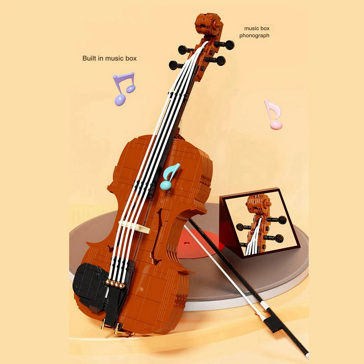 Creative Classic Idea Artist Violin Building Blocks Collection Musical Instrument Model Assembly Bricks Toys Childrens Girl Gift