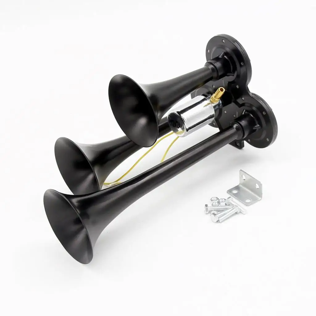 Triple Trumpet Train Horn Kit Electric Air Horn 150db Sound Output for Cars Rvs Boats 12V Vehicle