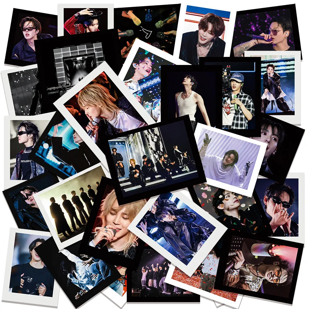 50 Sheets Instant Black Concert Mixed Photo Stickers Waterproof Combination Handbooks DIY Decorative Notebook Suitcase Fans Gift