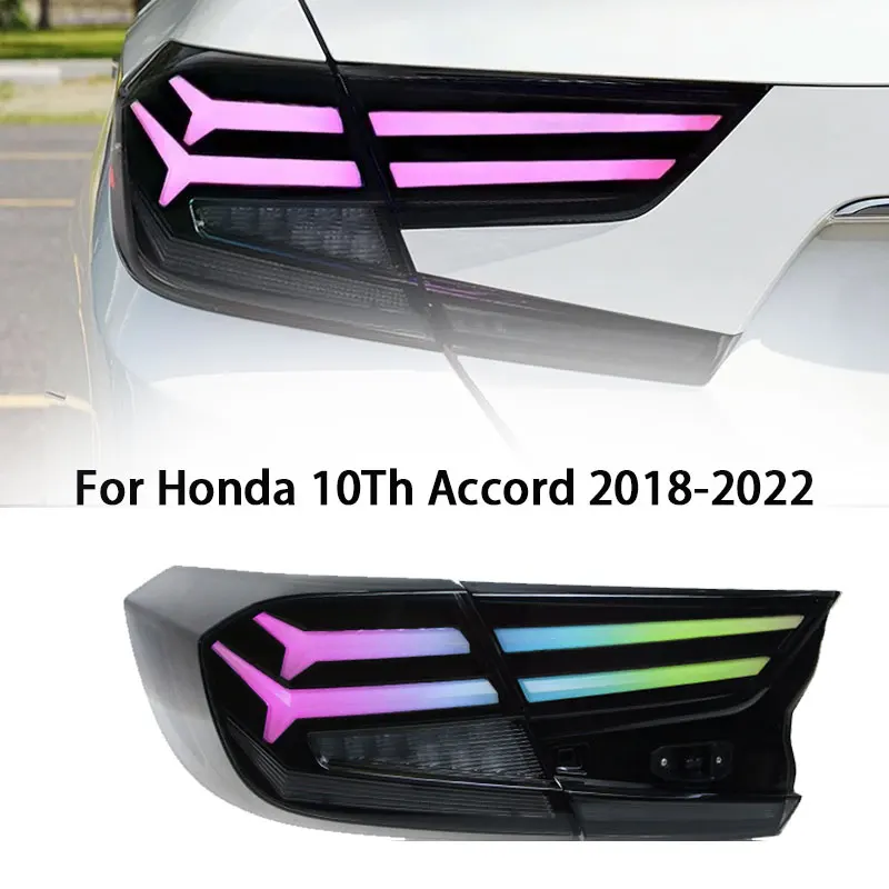 LED Tail Lights Assembly For Honda Accord 10th Gen RGB 2018-2022 Dynamic Animation Breathing Brake lights Sequential Turn Signal