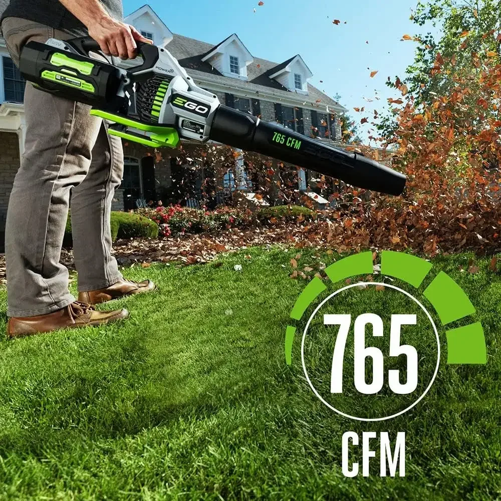 EGO Power+ LB7654 765 CFM Variable-Speed 56-Volt Lithium-ion Cordless Leaf Blower with Shoulder Strap, 5.0Ah Battery and Charger