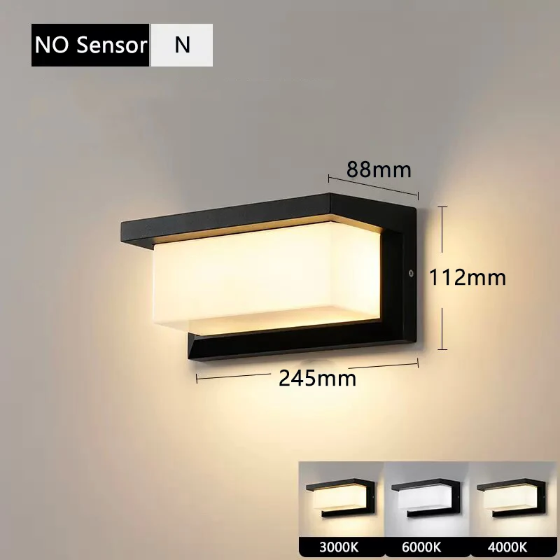 Imagem -03 - Outdoor Led Wall Light com Sensor de Movimento Pir Luzes Impermeáveis Varanda e Iluminação do Jardim Lâmpada de Parede Exterior Ip65