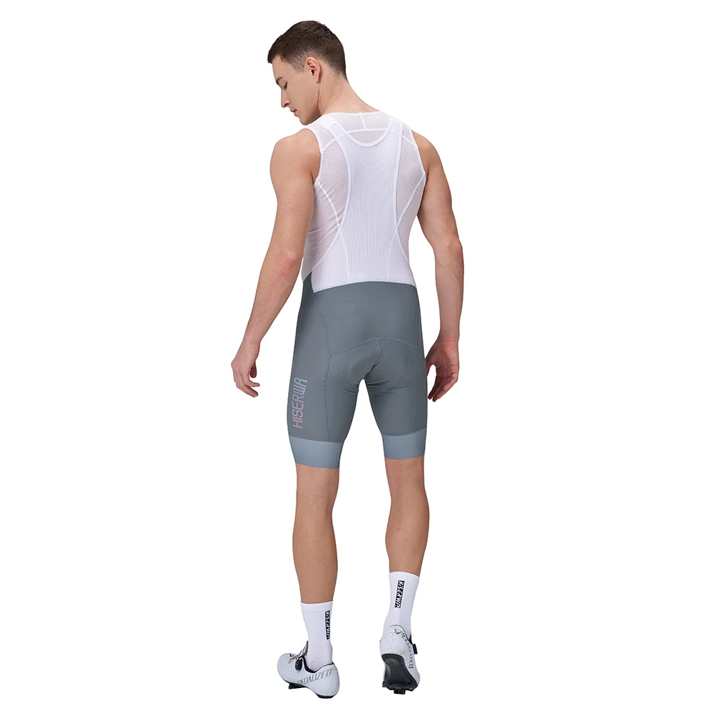 HISERWA-Shorts de ciclismo para homens, 7 horus pro, elástico interface pad, alta qualidade, clássico preto e cinza, shorts apertados para bicicleta