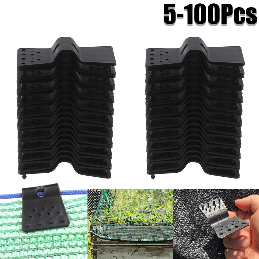 5-100Pcs Black Sun Shade Net Clips Butterfly Type Greenhouse Film Clips Holder Fasten Hang Expand Shade Cloth Clips Garden Tools