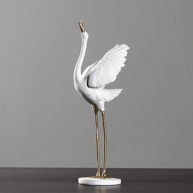 

3-Positions Red-crowned Crane Figurines Creative Sculptures Miniatures Table Top Items Art Room Decorations Aesthetic Design