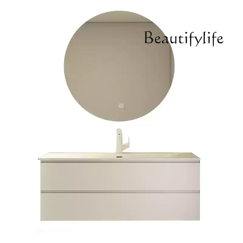 

White bathroom cabinet combination simple bathroom washbasin washbasin cabinet ceramic integrated basin