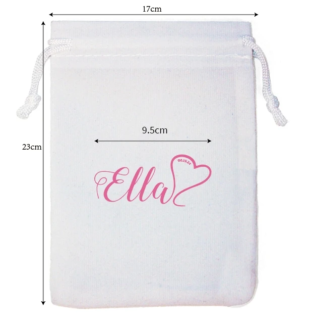 100 Pieces Custom Logo 17x23cm White Velvet Bags Drawstring Gift Pouches Screen Printed With Pink Color Logo