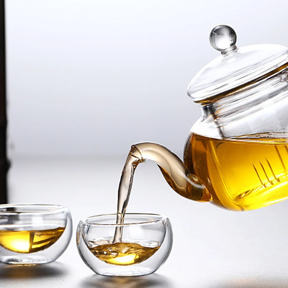 50ml 1/6pcs Glass Teapot Teaware Tea Infuser Heat Resistant High Temperature Explosion Proof Milk Rose Flower Tea Set Teacup
