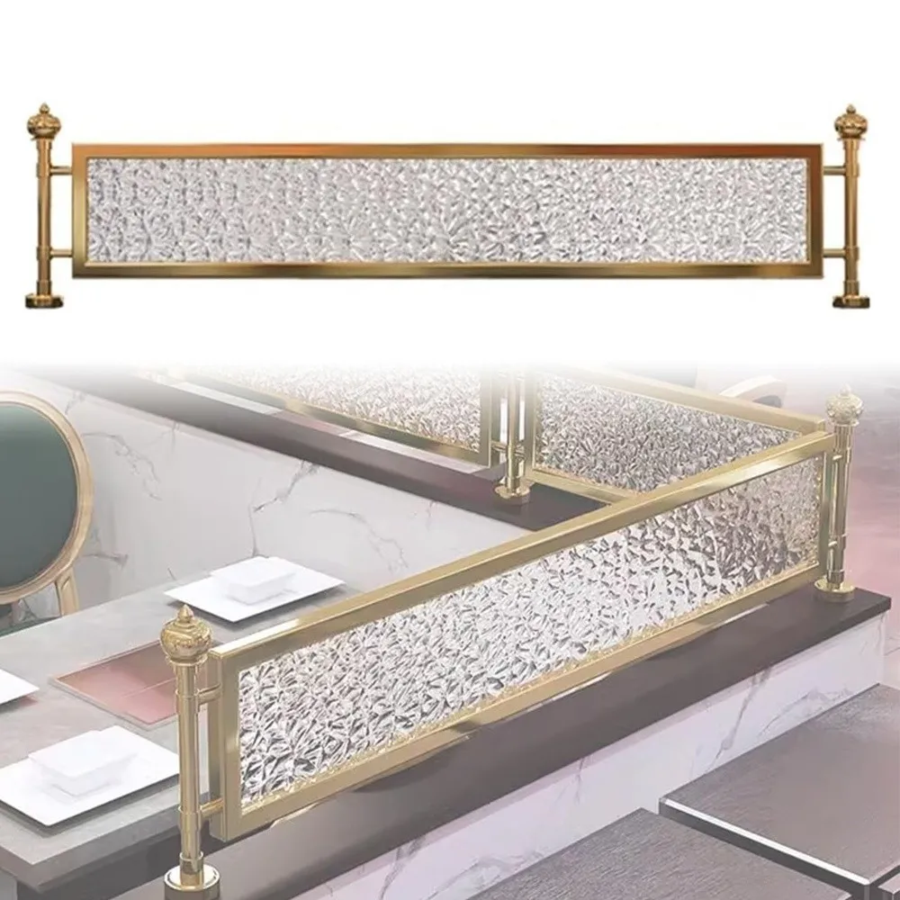 Iron Dividers for Dining Areas Countertop Partition Screen Tempered Glass Restaurant Partitions Commercial Translucent
