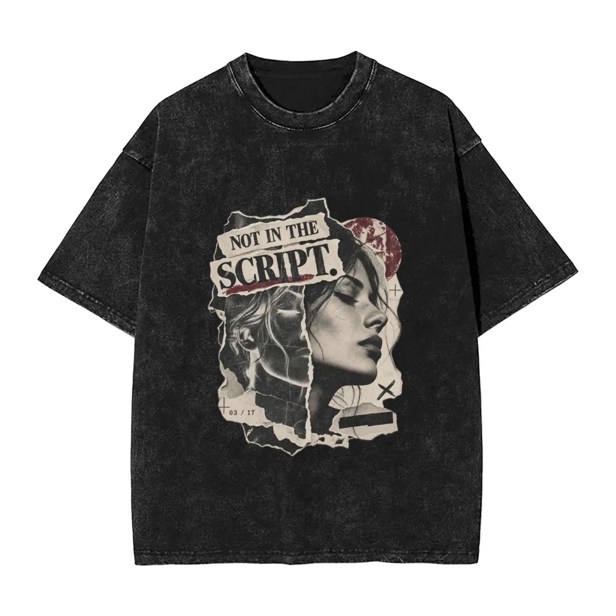 Not in the Script   Torn Editorial Portrait Collage Classic Chic A Vintage Oversized Cotton Unisex T-Shirts