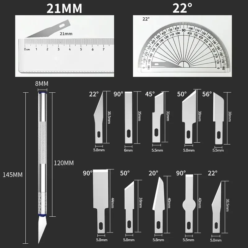 Imagem -05 - Metal Carving Knife Pen Estilo Art Seal Corte Corte de Papel Combinação Manual Gadget Antiderrapante Faça Você Mesmo Precision Repair Tool 13 Pcs