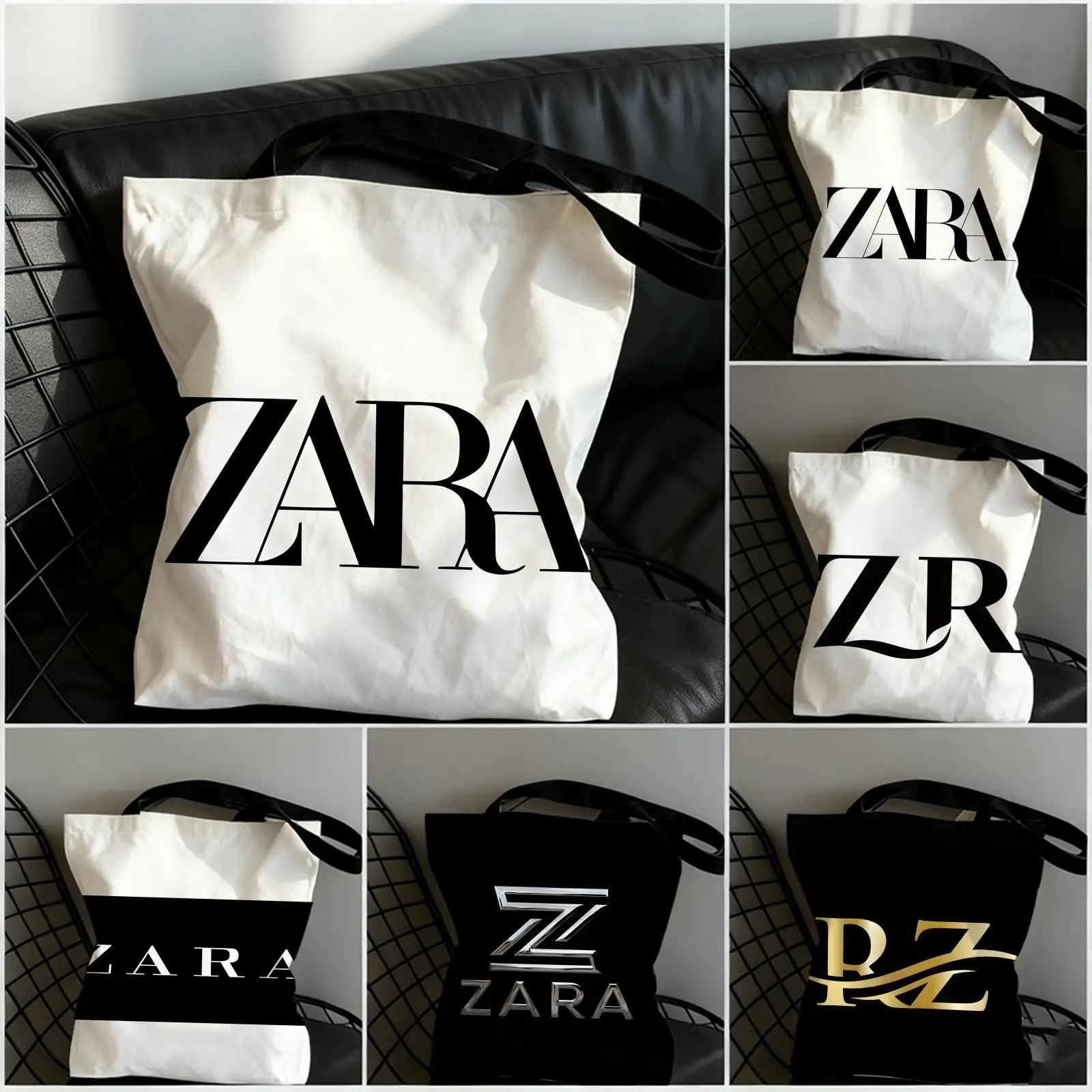 

Luxury Z-ZAraS Storage Bags Canvas Beach Bag Double-Sided Print Durable Shoulder Handbag for Shopping & Daily Use