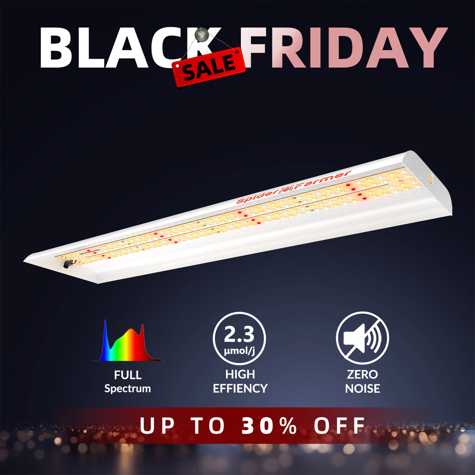 

Светодиодный светильник для выращивания растений Spider Farmer SF300, полный спектр комнатных растительных растений, солнечный свет