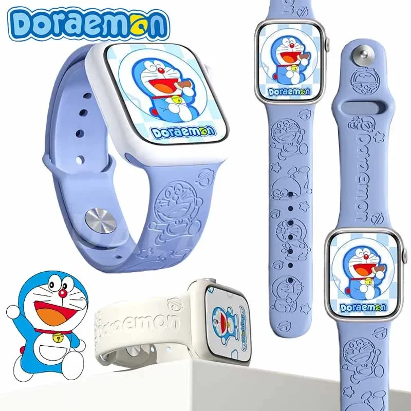 Doraemon Silicone Strap for Apple Watch Series 10 9 8 7 6 5 4 3 2 1 IWatch Bracelet 38MM 40MM 42MM 44MM 46MM 49MM Accessories