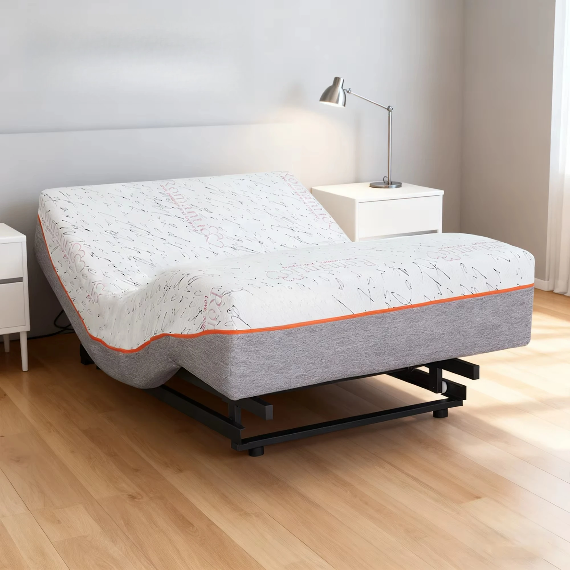 Kasur pintar multifungsi, kasur busa memori elektrik yang dapat disesuaikan, tempat tidur king yang dapat disesuaikan dengan remote kontrol nirkabel