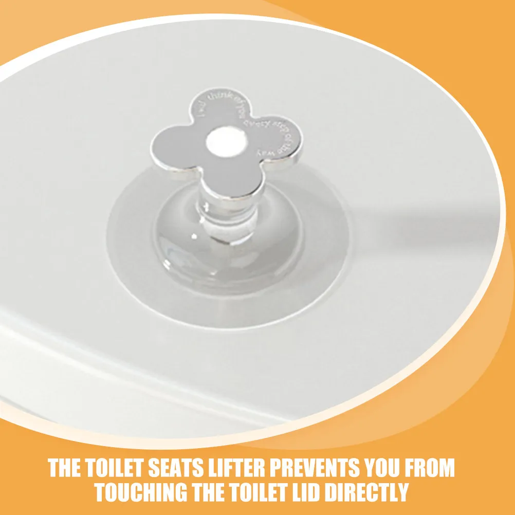 

4Pcs Decorative Toilet Seat Handle Adhesive Bathroom Cover Lifter Simple Elegant Design Toilet Lid Lifter