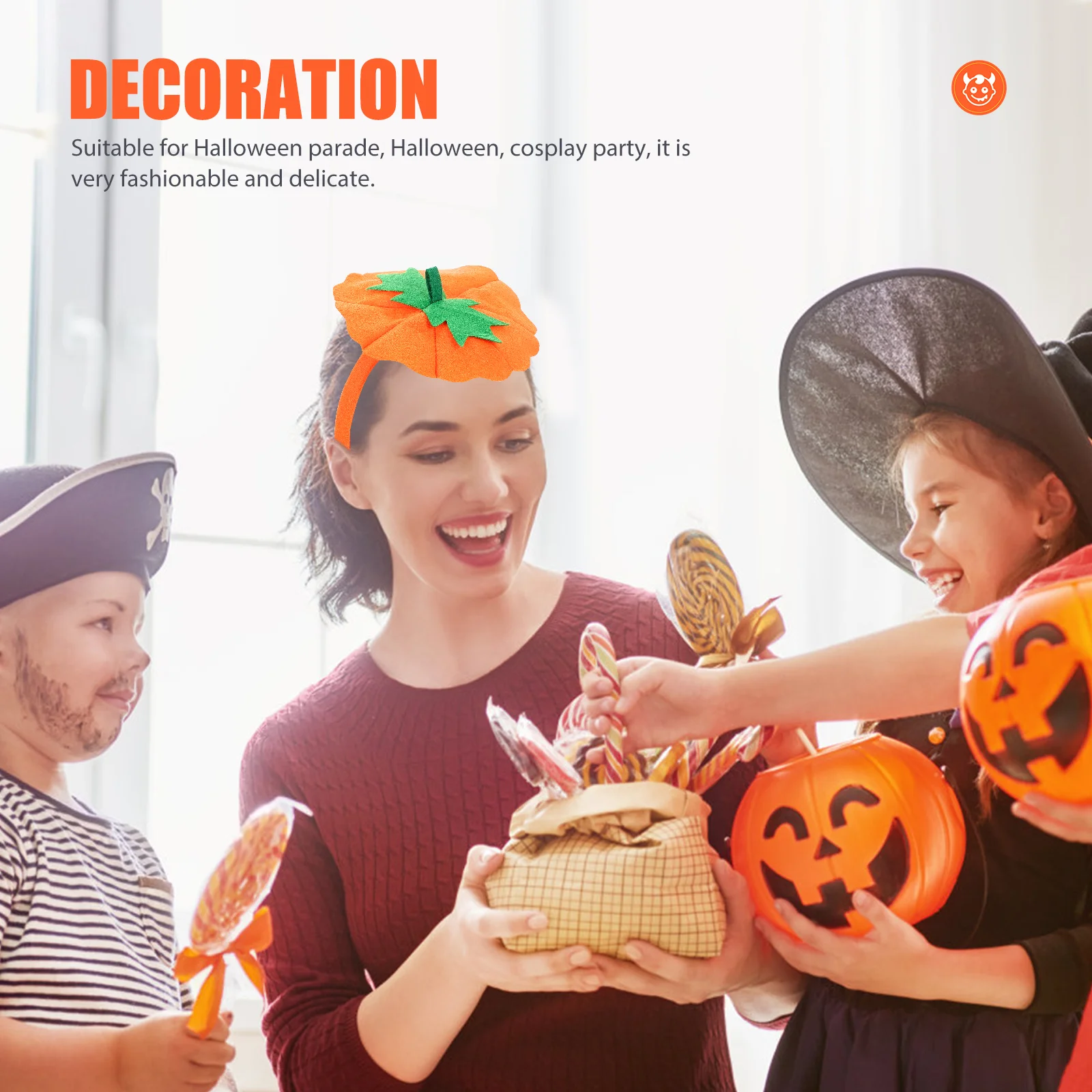 4 Pcs Pumpkin Headband Halloween Decor Hair Hoops for Costume Headbands Party Headwear Non-woven Fabric Design Child Headdress