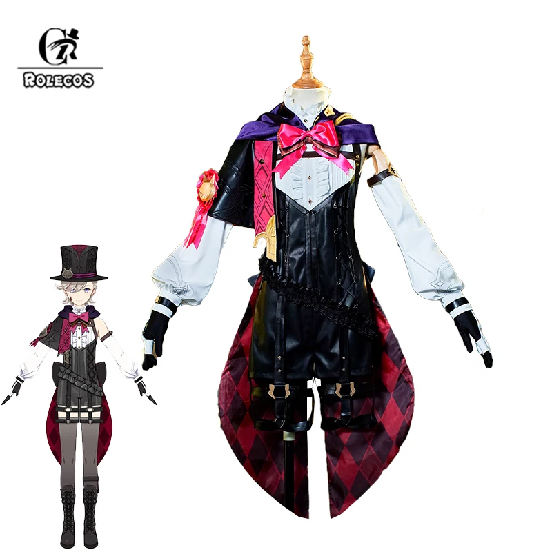 

ROLECOS Iyney Cosplay Costume Game Genshin Impact Twins lyney Magic Hat Trick Uniform Halloween Women Cosplay Costume Full Set