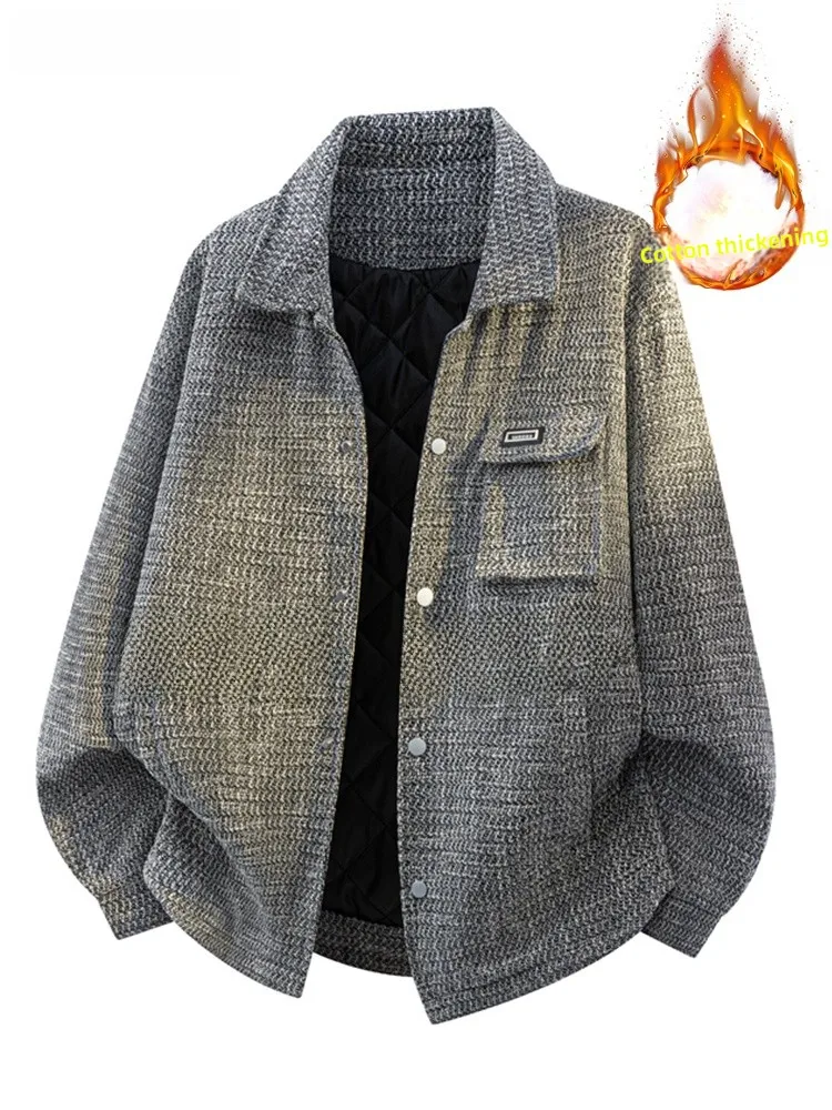 

Мужская утепленная хлопковая куртка на зиму, свободного кроя, модная, в городском стиле, повседневная, с наполнителем из полиэстера, длинными рукавами, на пуговицах