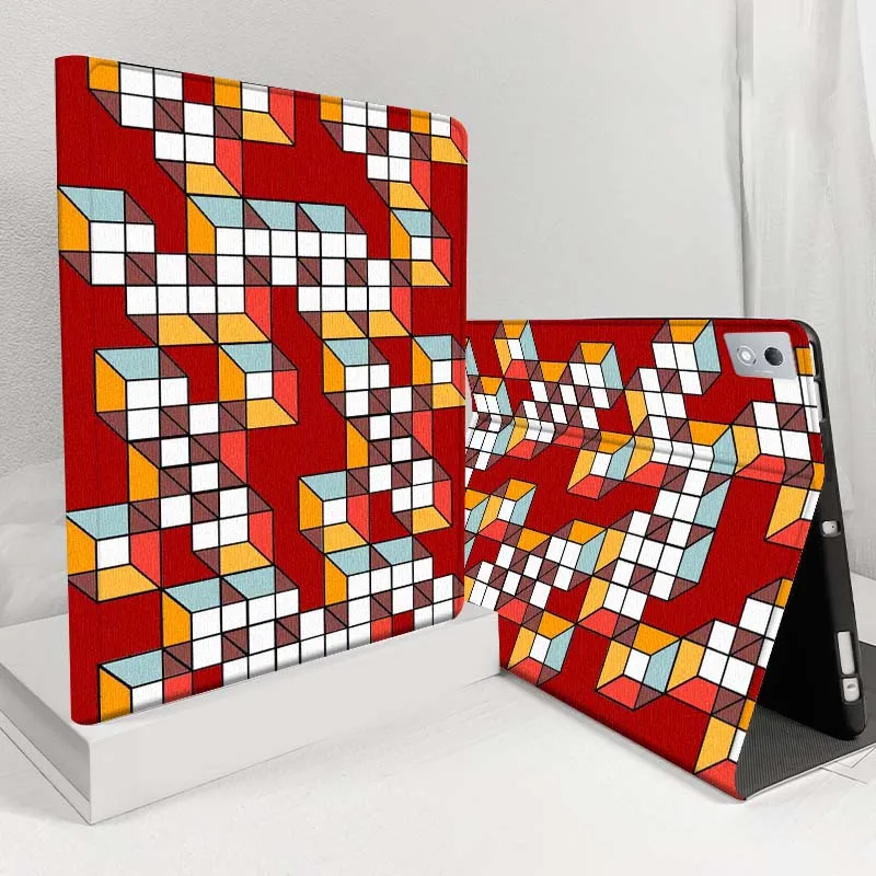 

Red White Checker Pattern Case For Lenovo Pad Legion Xiaoxin Tab Y700 K10 M10 P11 3rd Pro GT Plus Gen 5G Tablet