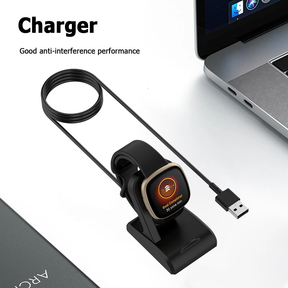 

1m Charging Dock Station Power Adapter Vertical Seat Charger with Chip Protection Charging Data Cradle for Fitbit Versa4 /sense2