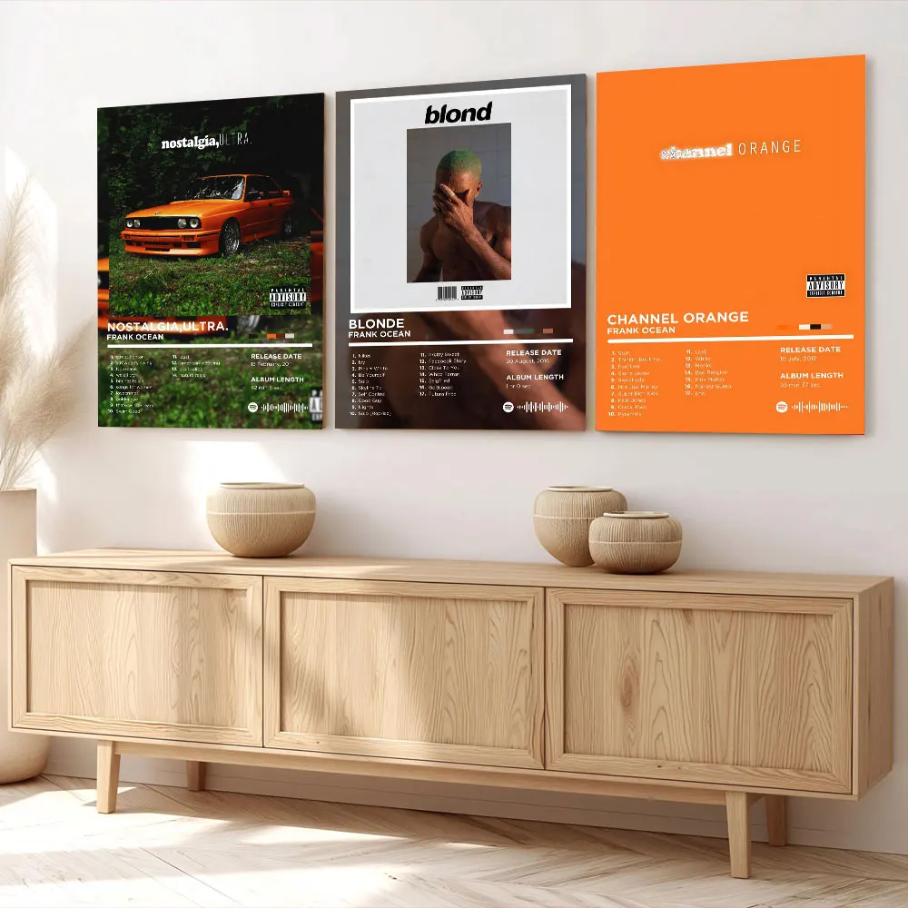 Framed Frank Ocean Album Cover Set of 3 Poster Canvas Print Painting Wall Art Bedroom Study Studio Living Room Home Decor