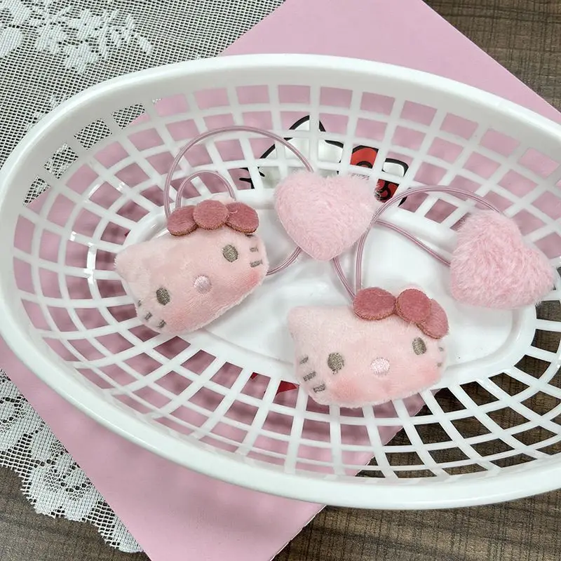 Sanrio Hello Kitty Headrope Kawaii Cartoon Cute Sakura Pink Hair Rope Plush Hair Rope Accessories Girls Birthday Gift Decoration