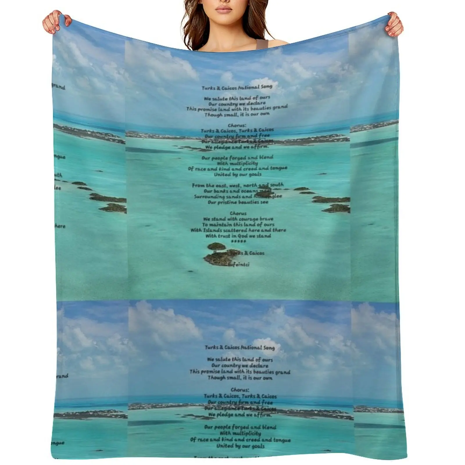 

Turks & Caicos National Song Throw Blanket Loose Plaid on the sofa blankets ands Flannels Blankets