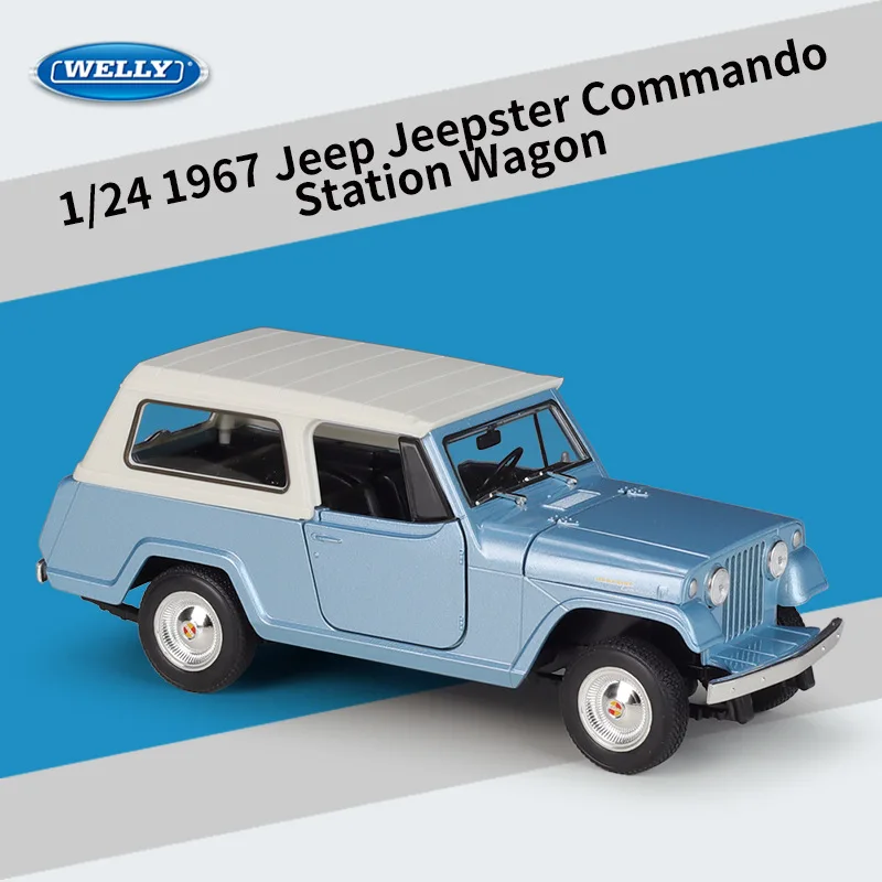 Welly 1:24 Jeep 1967 Jeepster Commando Imitation Alloy Off-road Car Model Toy Gift Collection Display