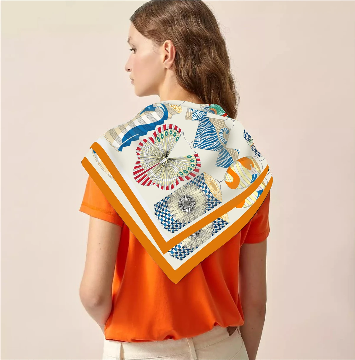 90 cm Böhmischen Stil Twill Seide Schal Schal 2024 Marke Platz Schal Frauen Hijab Luxus Bandana Foulard Halstuch Kopf schals – Detail 18